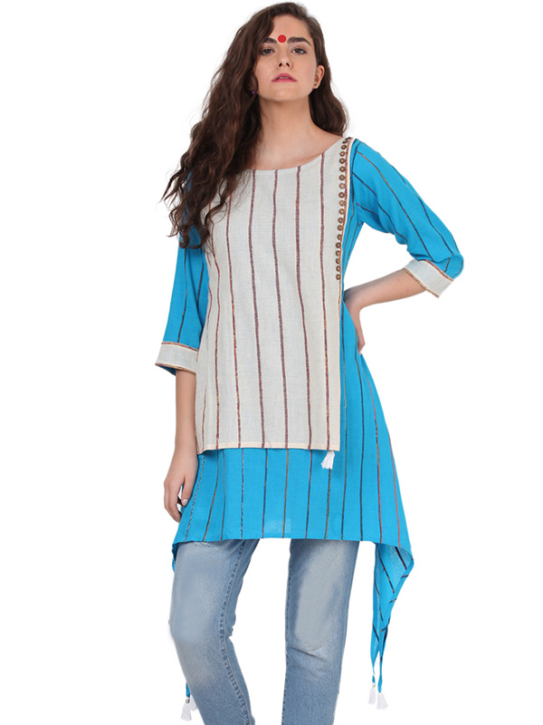 खेस ✥ Khesh blue & white tunic ✥ l