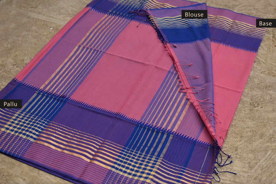 handwoven maheshwari silk saree - pink