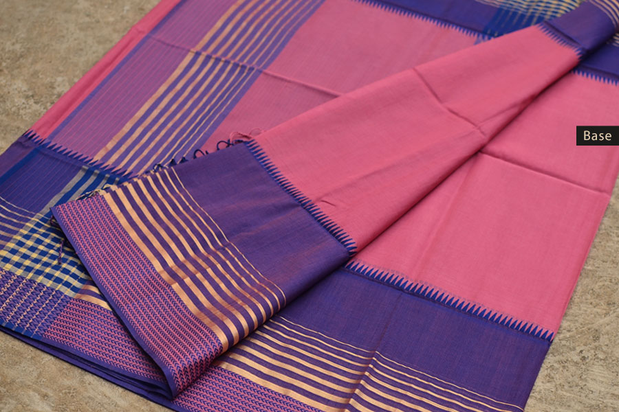 handwoven maheshwari silk saree - pink