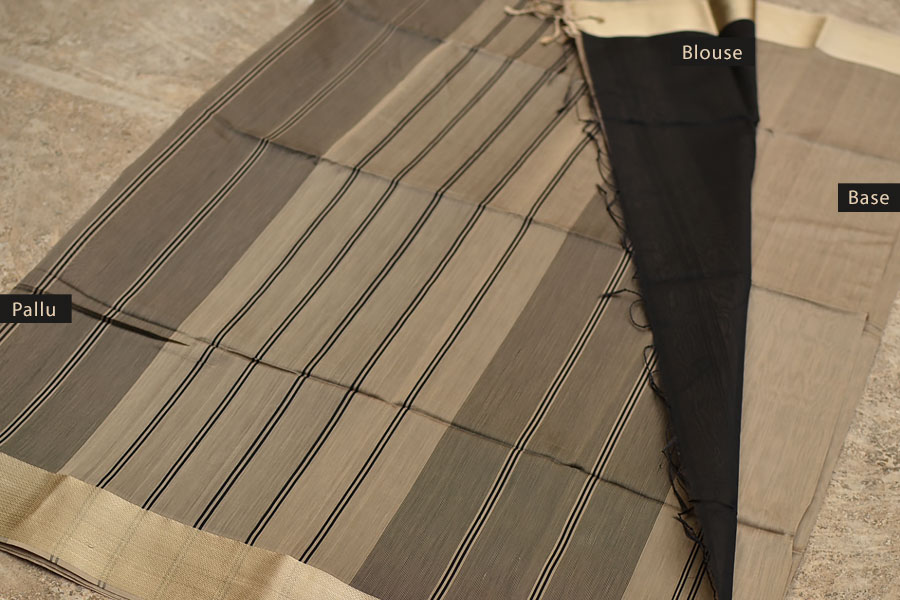 buy handwoven maheshwari silk saree - black and beige 
