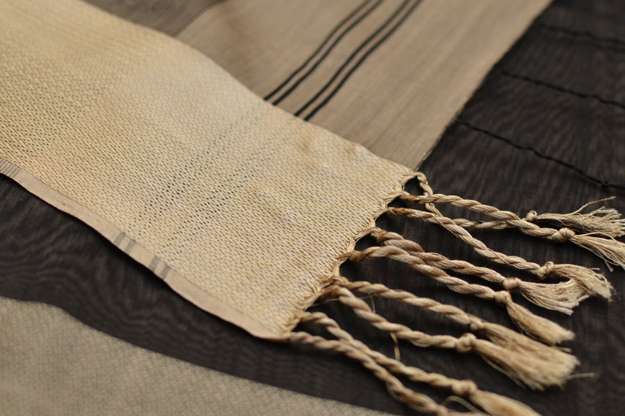 buy handwoven maheshwari silk saree - black and beige 