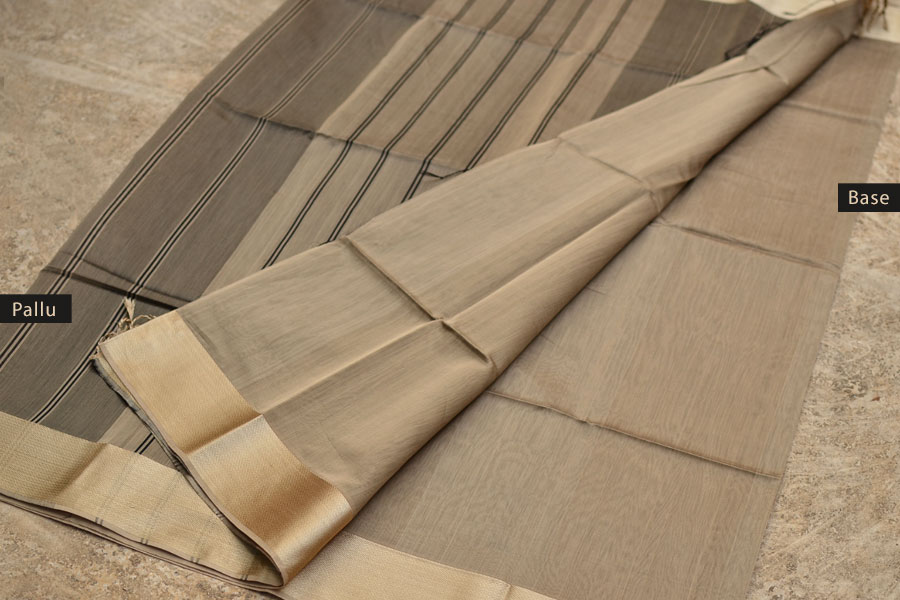 buy handwoven maheshwari silk saree - black and beige 