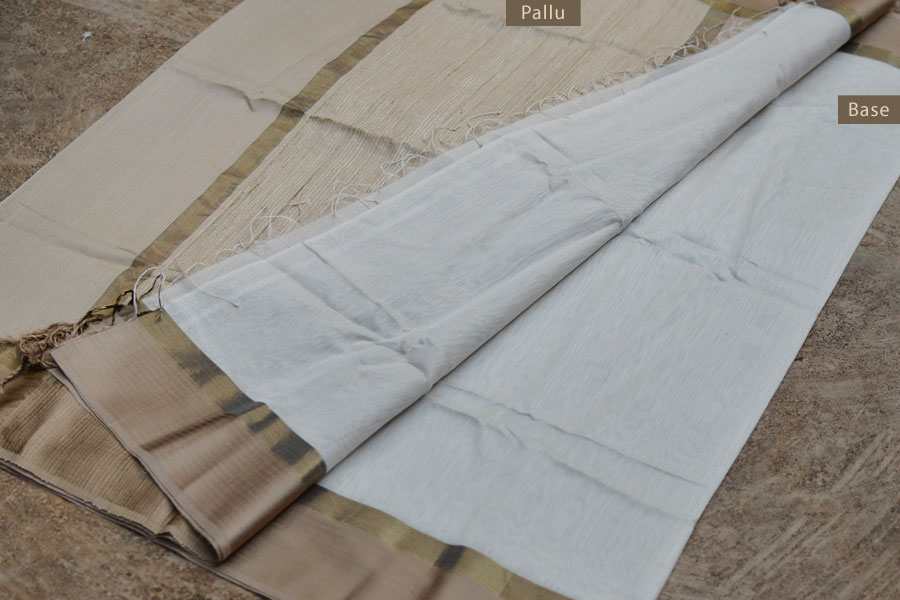 handwoven maheshwari  silk saree in white color with zari border