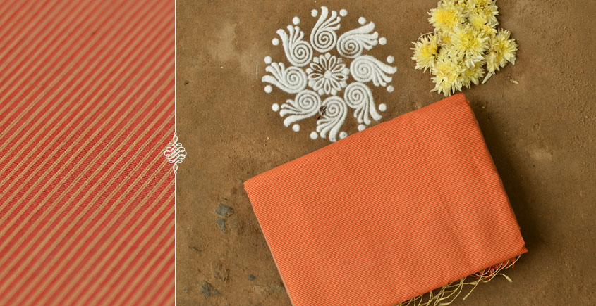 maheshwari handloom saree - orange 