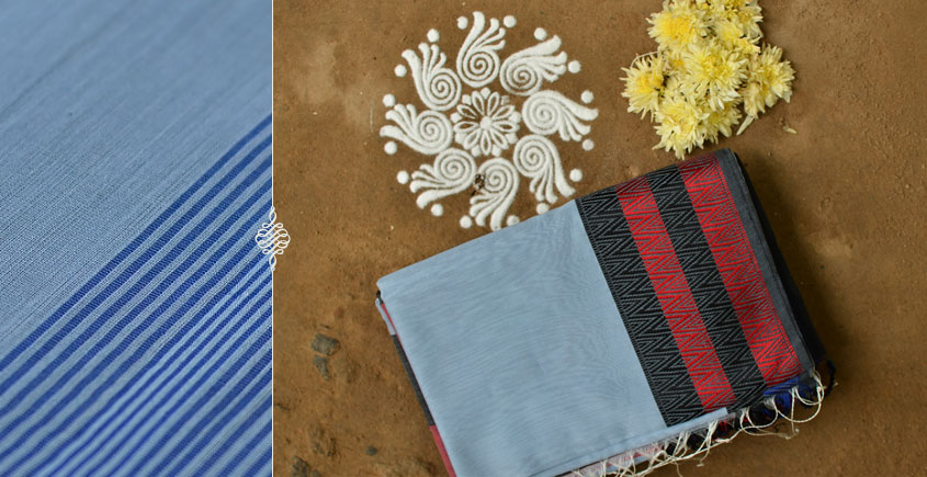 maheshwari handloom silk - sky blue saree