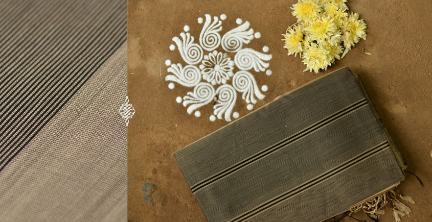 buy handwoven maheshwari silk saree - black and beige 
