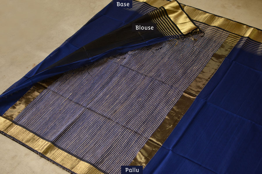 handwoven maheshwari silk blue saree