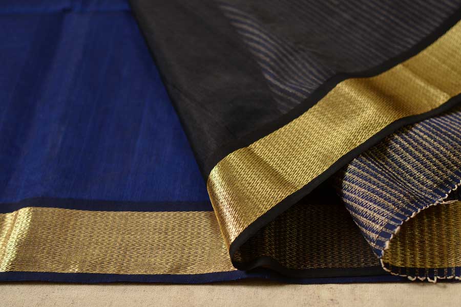 handwoven maheshwari silk blue saree