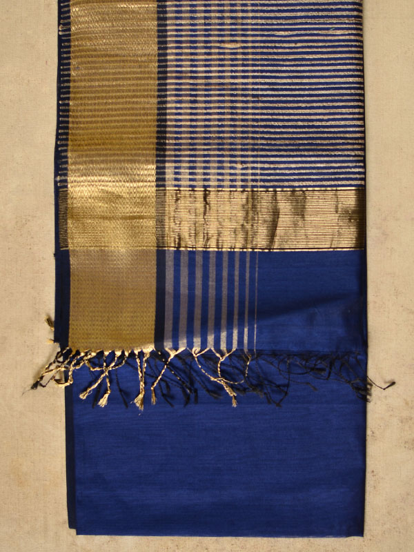 handwoven maheshwari silk blue saree