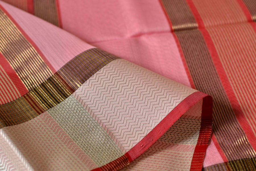 handloom maheshwari cotton silk saree - baby pink color