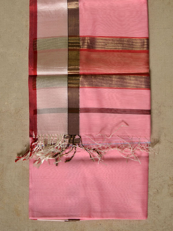 handloom maheshwari cotton silk saree - baby pink color