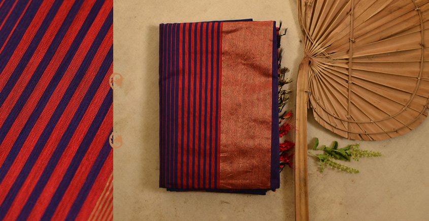 maheshwari silk saree bright blue color with temple border