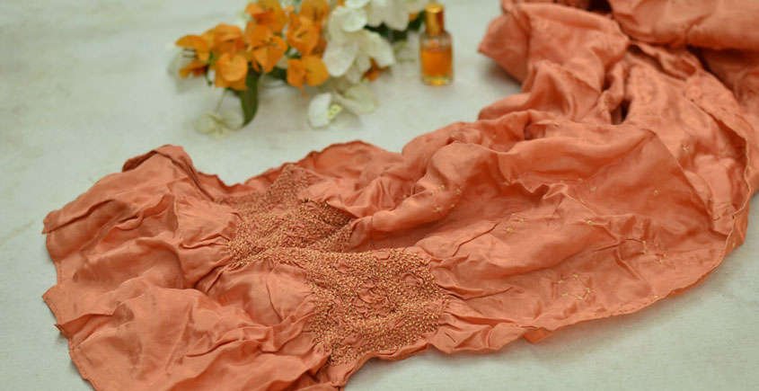 Twinkle Drops ♦ Habotai Silk . Natural Color Bandhani Stole ♦ 14