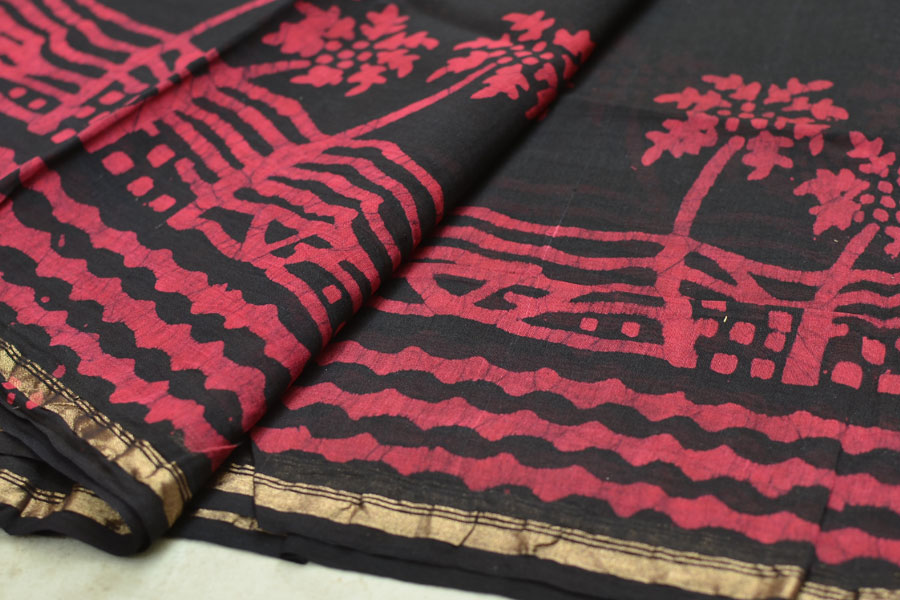 Chandni ✲ Handwoven Chanderi . Batik Saree ✲ 16