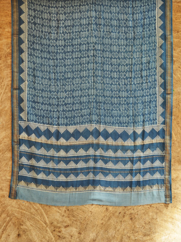 Indigo grounds ~ Batic Indigo * Chanderi Dupatta * 1 * { Organic Indigo }