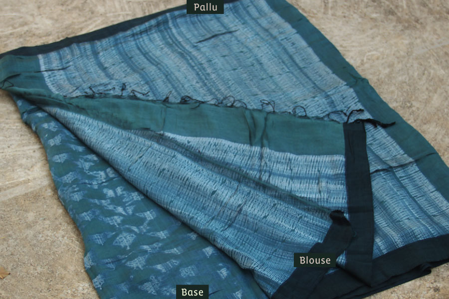 राधा | Radha ✥ Shibori Handwoven Saree ✥ 5