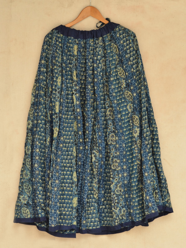 Shop Indigo ajrakh cotton skirt