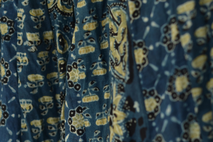 Shop Indigo ajrakh cotton skirt