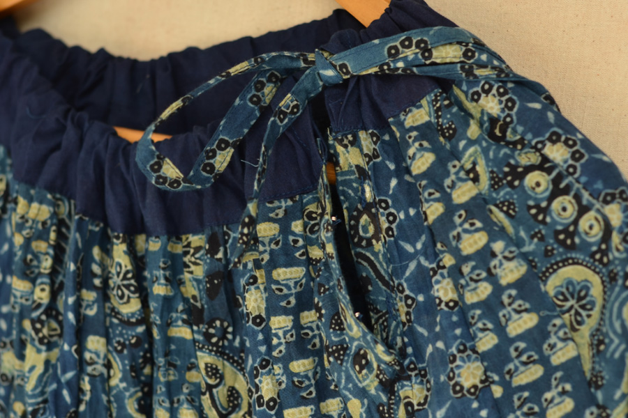 Shop Indigo ajrakh cotton skirt