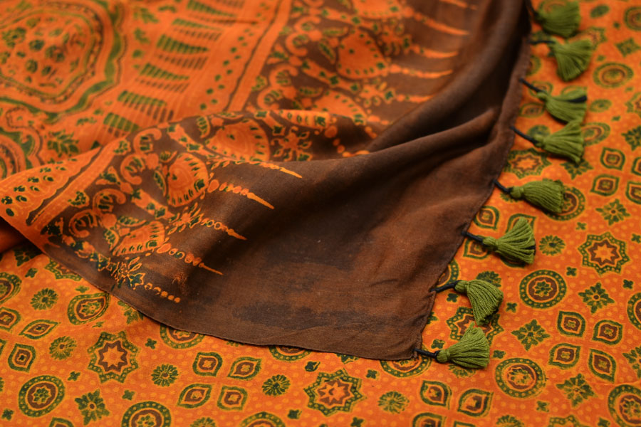 परवा ❋ Gajji Silk . Ajrakh Saree { y }