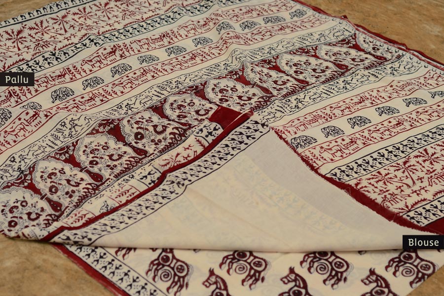 Varunika : Block printed Cotton Saree ~ 21