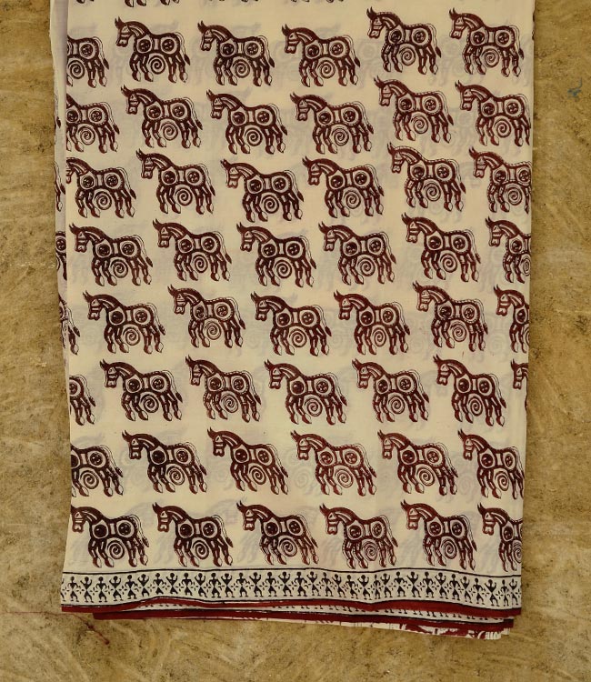 Varunika : Block printed Cotton Saree ~ 21