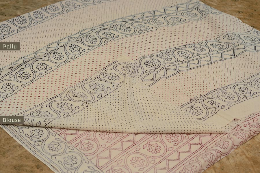 Varunika : Block printed Cotton Saree ~ 23
