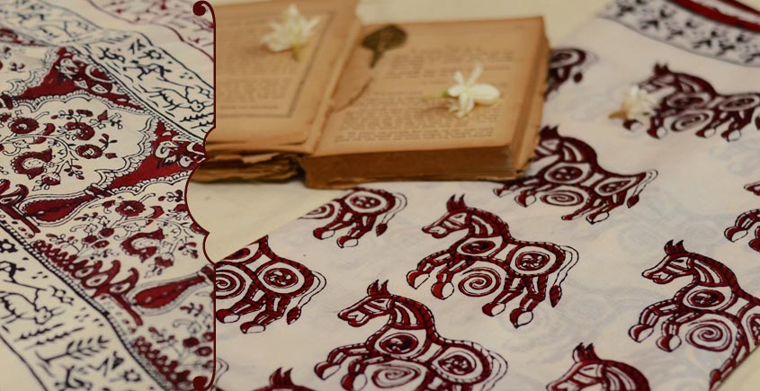 Varunika : Block printed Cotton Saree ~ 21