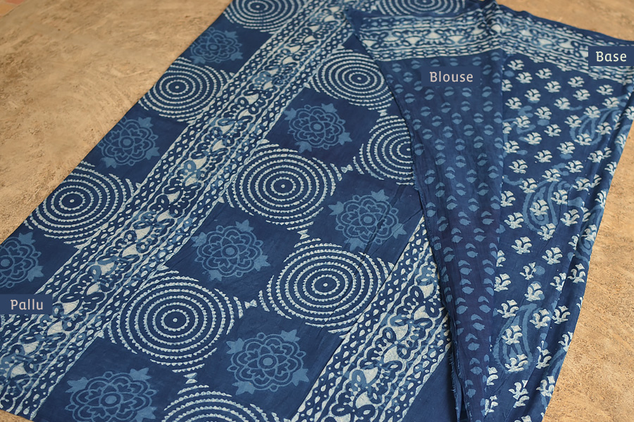 अश्विन ✻ Indigo Dabu ✻ Cotton Saree - 1