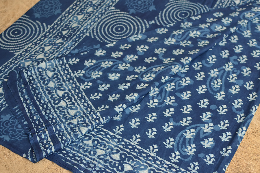 अश्विन ✻ Indigo Dabu ✻ Cotton Saree - 1