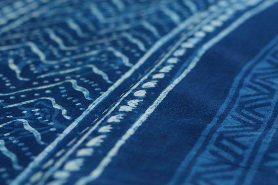 Syaama ~ Indigo Dabu printed . Cotton Saree ~ 10