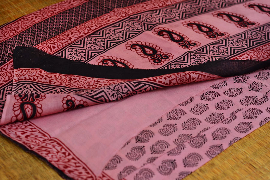 Manjri : Block printed Cotton Saree ~3