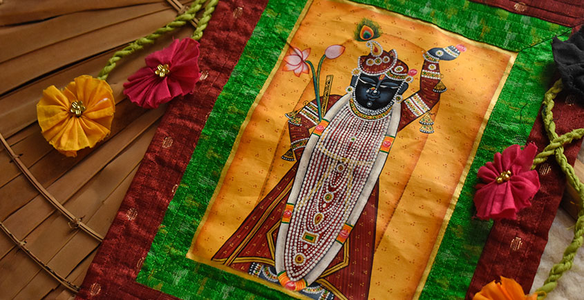 राधावल्लभ / RadhaVallabh ☙ Pichwai Miniature . Scroll Hangings . Srinathji ☙ 2 { 9 X 11in }