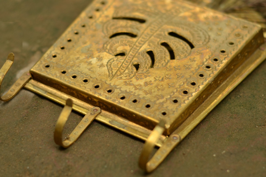 handmade brass letter holder, key holder, card holder
