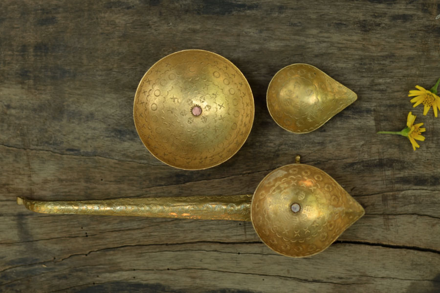 online buy five diya - pure brass