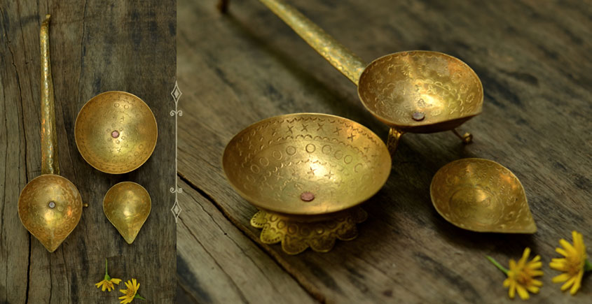 online buy five diya - pure brass