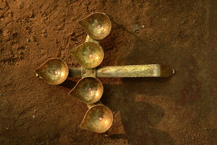 buy five diya - pure brass