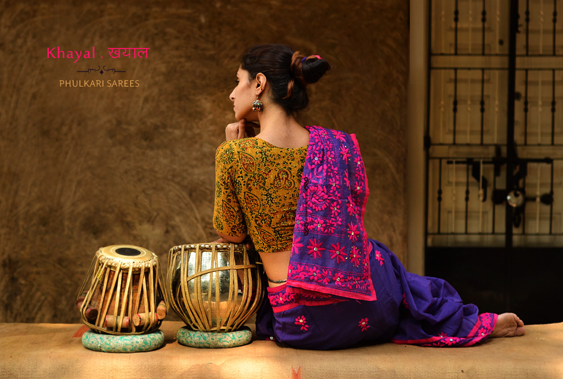Sohum Sutras: New collection of hand-embroidered phulkari sarees from the  heart of Punjab. Beige colour