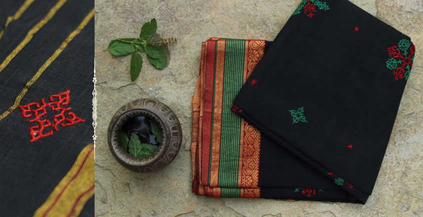 Neyge Ilkal Handwoven Cotton Silk Kasuti Chikki Paras Traditional Border  Stripe Pallu Saree - Neyge