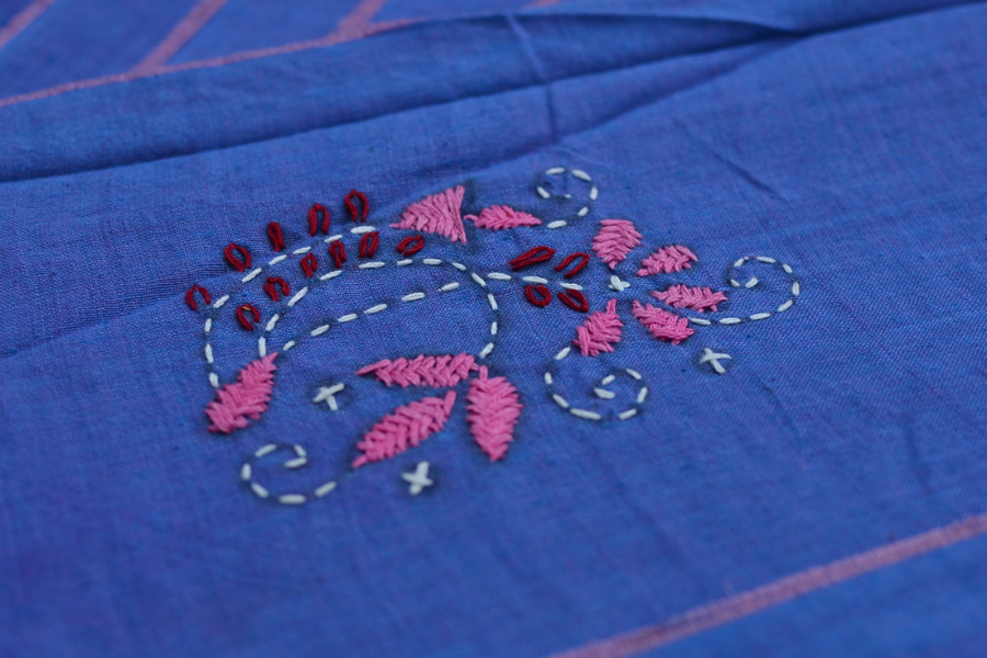 Mirch Masala ☙ Embroidered . Cotton Saree  ☙ F