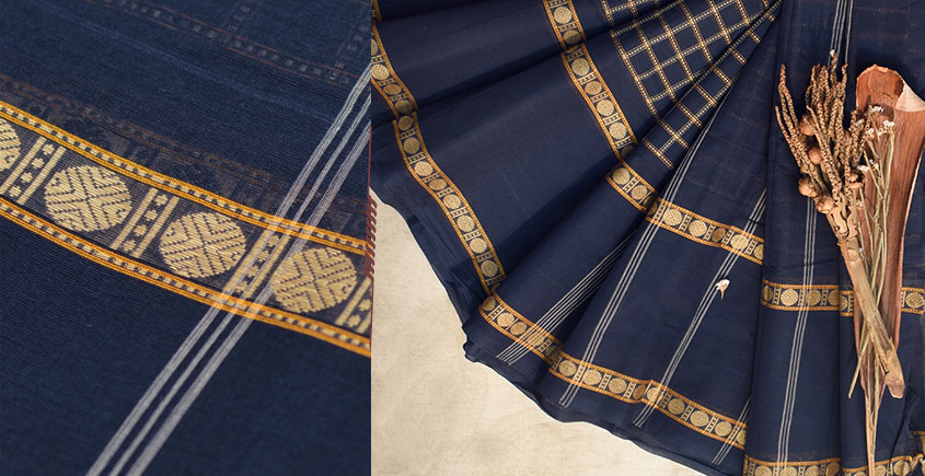 Turmeric-Cinnamon Cotton Saree | Nool By Hand – noolbyhand.com