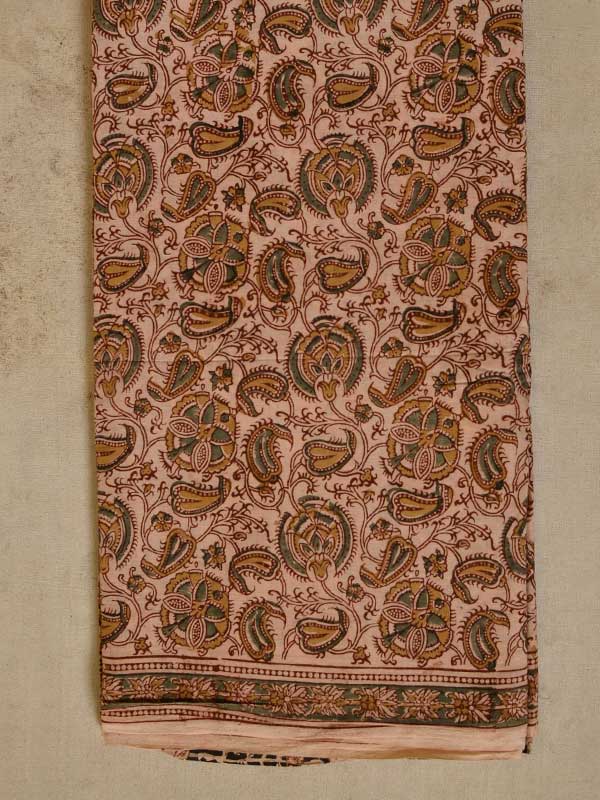 बेला ✤ Kalamkari Motif . Block Printed . Cotton Saree ✤ B