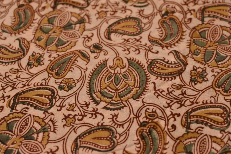 बेला ✤ Kalamkari Motif . Block Printed . Cotton Saree ✤ B