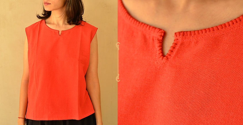 shop orange cotton top