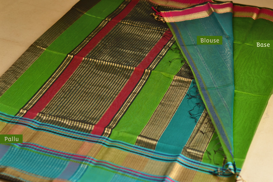 shop maheshwari silk saree - green 