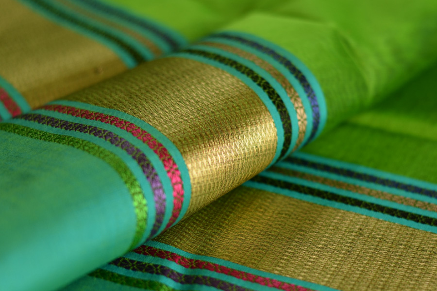 shop maheshwari silk saree - green 