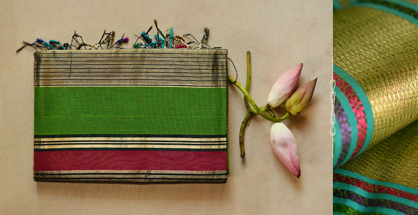 shop maheshwari silk saree - green 
