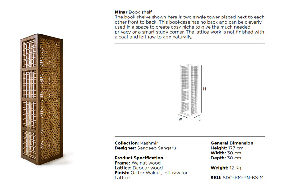 Kashmiri Pinjra Kari . Minar Book Shelve { Single Unit }  - 3