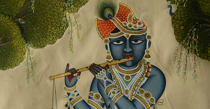 Krishna with cows  ( 35 X 24 inch )