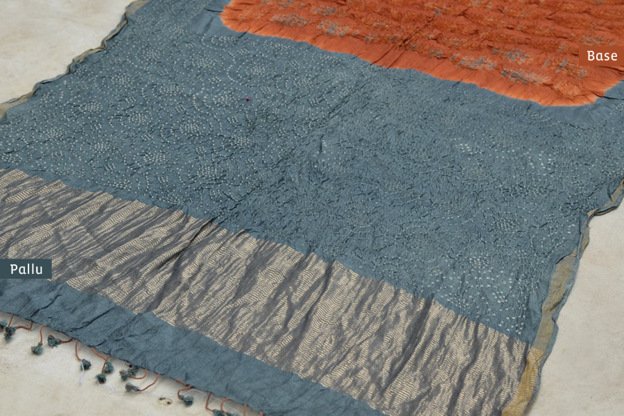 Roha ★ Bandhani & Ajrakh ★ Tussar silk saree { N }
